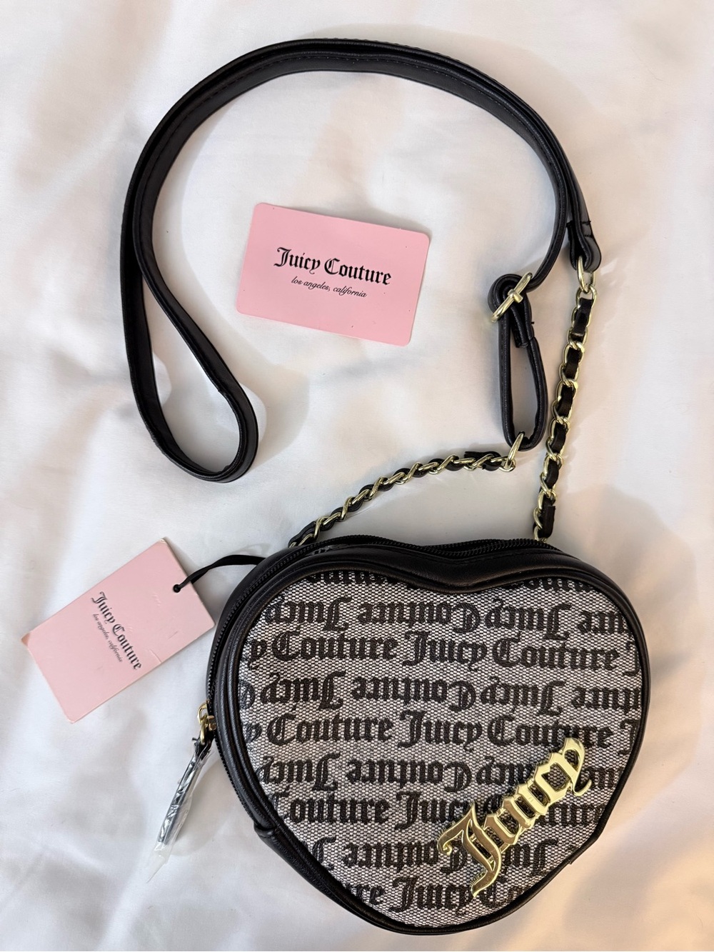 NWT Juicy Couture Black Gothic Heartbreaker Crossbody Bag
